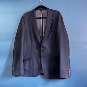Haggar Navy Blue Blazer Men's Size XL 2 Button Basic preppy Classic Work Classic